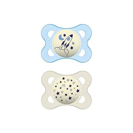 Mam Night Succhietto in silicone doppio per bambini da 2 a 6 mesi 2 pezzi Mam Night Succhietto in silicone doppio per bambini da 2 a 6 mesi 2 pezzi