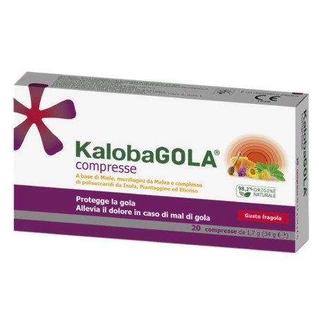KalobaGOLA Pastiglie Gusto Fragola contro il Mal di gola 20 compresse KalobaGOLA Pastiglie Gusto Fragola contro il Mal di gola 20 compresse