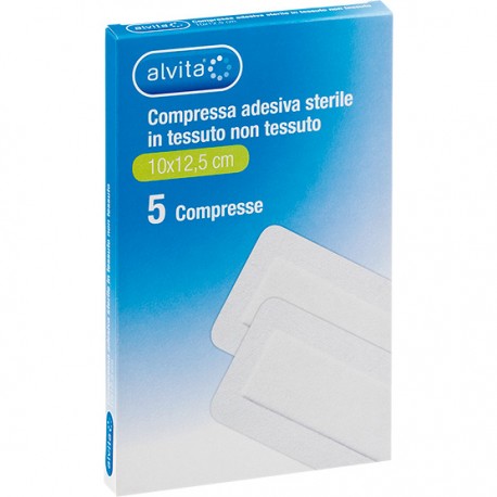Alvita Garza Compressa Adesiva Sterile in TNT estensibile bianco 10x12,5 cm