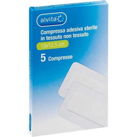 Alvita Garza Compressa Adesiva Sterile in TNT estensibile bianco 10x12,5 cm Alvita Garza Compressa Adesiva Sterile in TNT estensibile bianco 10x12,5 cm