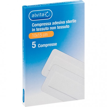 Alvita Garza Compressa Adesiva Sterile in TNT estensibile bianco 10x15 cm 5 pezzi