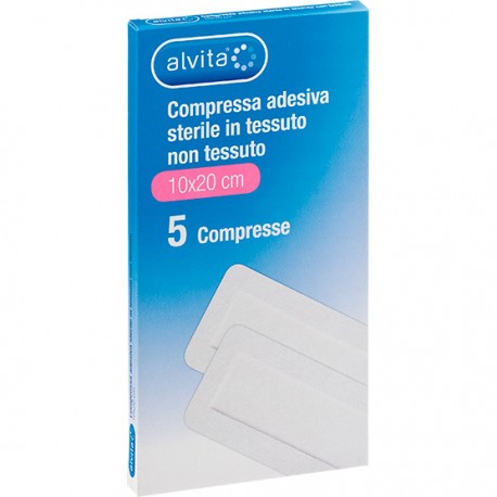 Alvita Garza Compressa Adesiva Sterile in TNT estensibile bianco 10x20cm 5 pezzi