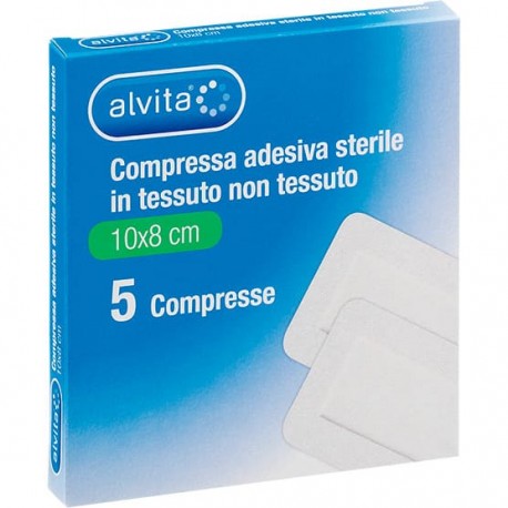Alvita Garza Compressa Adesiva Sterile in TNT 5 pezzi 10x8 cm