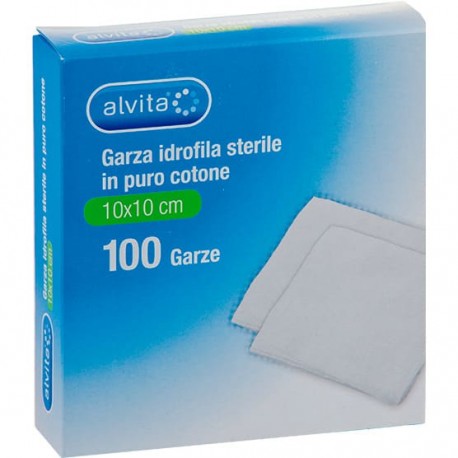 Alvita Garza Idrofila Sterile per medicazioni 10x10 cm 100 pezzi