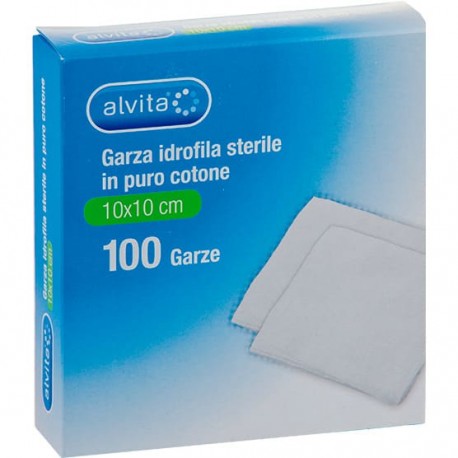 Alvita Garza Idrofila Sterile per medicazioni 10x10 cm 100 pezzi