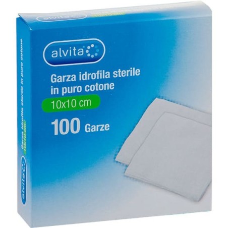 Alvita Garza Idrofila Sterile per medicazioni 10x10 cm 100 pezzi Alvita Garza Idrofila Sterile per medicazioni 10x10 cm 100 pezzi