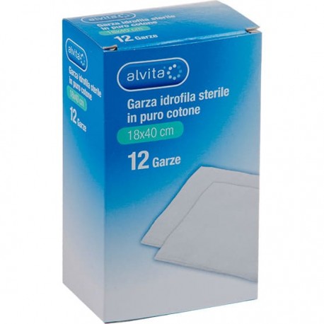 Alvita Garza Idrofila Sterile per medicazioni 18x40cm 12 pezzi