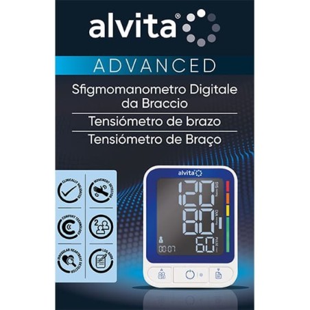 Alvita Sfigmomanometro Digitale da Braccio Advanced con indicatore di rischio di ipertensione Alvita Sfigmomanometro Digitale da Braccio Advanced con indicatore di rischio di ipertensione