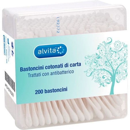 Alvita Bastoncini cotonati di carta biodegradabili per igiene dell'orecchio esterno 200 pezzi Alvita Bastoncini cotonati di carta biodegradabili per igiene dell'orecchio esterno 200 pezzi