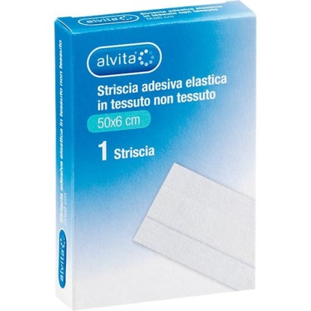 Alvita Striscia Adesiva Elastica in TNT per protezione delle ferite 50x6cm Alvita Striscia Adesiva Elastica in TNT per protezione delle ferite 50x6cm