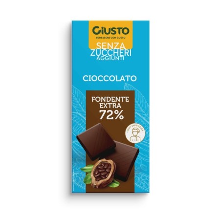 Giusto Tavoletta Cioccolato Fondente Extra 72% Senza Zuccheri Aggiunti 85g Giusto Tavoletta Cioccolato Fondente Extra 72% Senza Zuccheri Aggiunti 85g