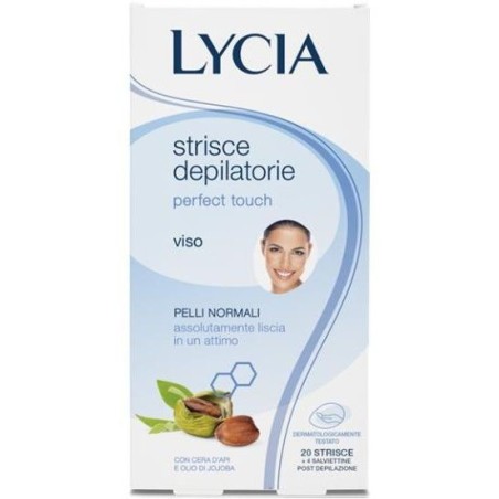 Lycia Perfect Touch 20 strisce depilatorie per il viso pelli normali + 4 salviettine post-depilazione Lycia Perfect Touch 20 strisce depilatorie per il viso pelli normali + 4 salviettine post-depilazione