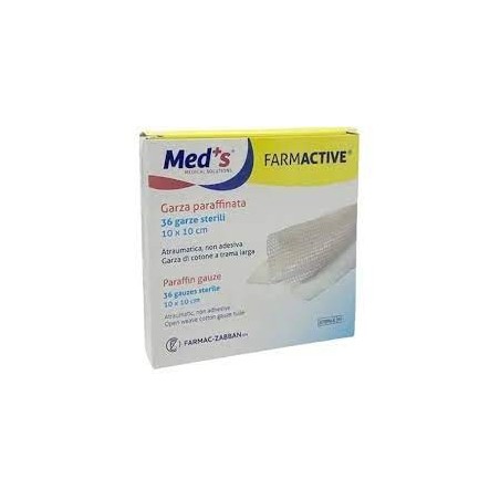 Garza Meds Farmactive Paraffinata Sterile 10x10 cm scatola 36 pezzi Garza Meds Farmactive Paraffinata Sterile 10x10 cm scatola 36 pezzi