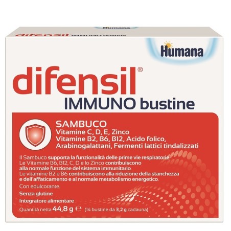Humana Difensil Immuno Bustine integratore per vie respiratorie 14 bustine Humana Difensil Immuno Bustine integratore per vie respiratorie 14 bustine