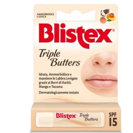 Blistex Triple Butters stick labbra idratante lenitivo aroma caramello SPF15 Blistex Triple Butters stick labbra idratante lenitivo aroma caramello SPF15
