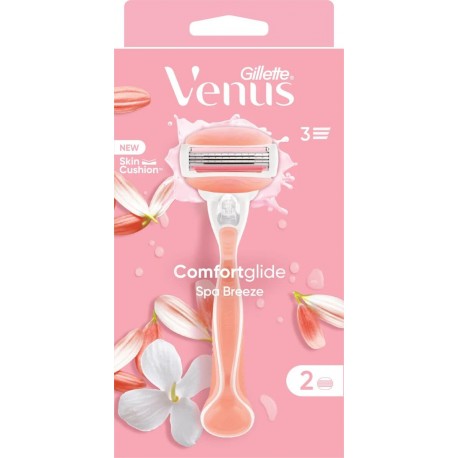 Gillette Venus Rasoio Breeze con 2 ricariche per depilazione comfort