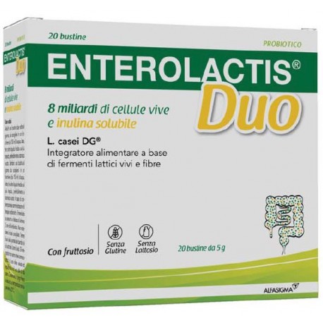 Enterolactis Duo integratore probiotico con fermenti lattici e fibre 20 bustine 5 g