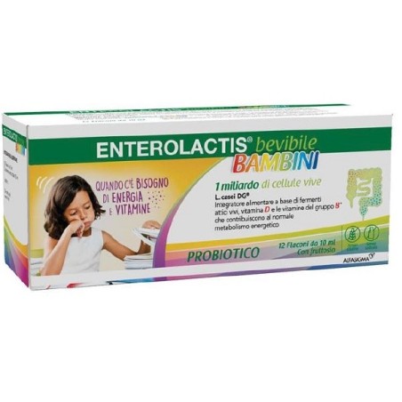 Enterolactis Bevibile Bambini integratore probiotico 12 flaconcini da 10 ml con fruttosio