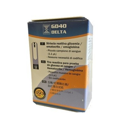 GD40 Delta Striscia reattiva glicemia/ emtocritico / emoglobina 25 pezzi GD40 Delta Striscia reattiva glicemia/ emtocritico / emoglobina 25 pezzi