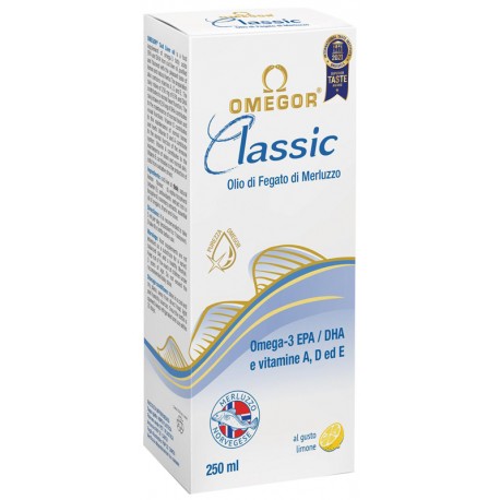 Omegor Classic Olio di fegato di merluzzo con acidi grassi omega-3 EPA e DHA 250 ml