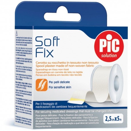 PiC Soft Fix Cerotto in Rocchetto in TNT per fissaggio di medicazioni 2,5 cm x 5 m