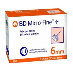 BD Microfine Gauge 31 6mm Aghi sterili per penna da insulina 100 pezzi