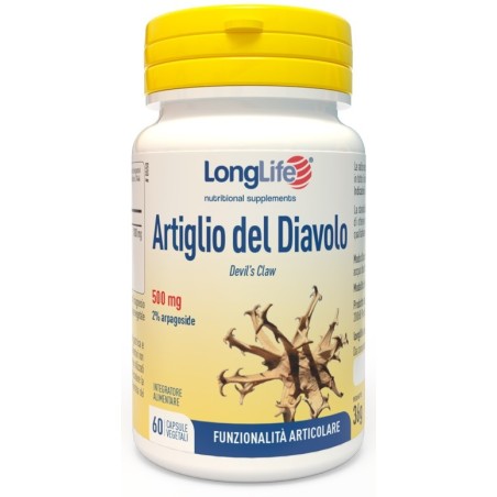 Longlife Artiglio Del Diavolo 2% 500 mg integratore per funzionalità articolare e digestiva 60 capsule Longlife Artiglio Del Diavolo 2% 500 mg integratore per funzionalità articolare e digestiva 60 capsule