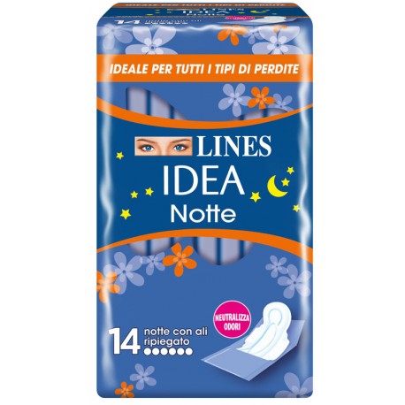 Lines Idea Notte assorbenti ipoallergenici con ali ripiegate 14 pezzi