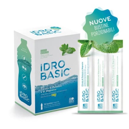 Idrobasic Menta citrato di potassio e magnesio con stevia 15 bustine Idrobasic Menta citrato di potassio e magnesio con stevia 15 bustine