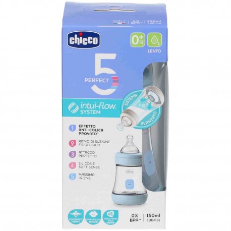 CHICCO BIBERON PERFECT 5 GIRL 300 ML IN SILICONE 3 FORI