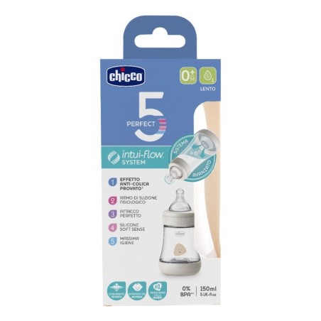 Chicco Perfect 5 Biberon Unisex Flusso Lento 1 pezzo 150 ml Chicco Perfect 5 Biberon Unisex Flusso Lento 1 pezzo 150 ml