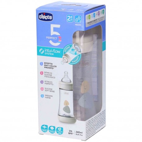 Chicco Perfect 5 Biberon Unisex Flusso Medio 1 pezzo 240ml