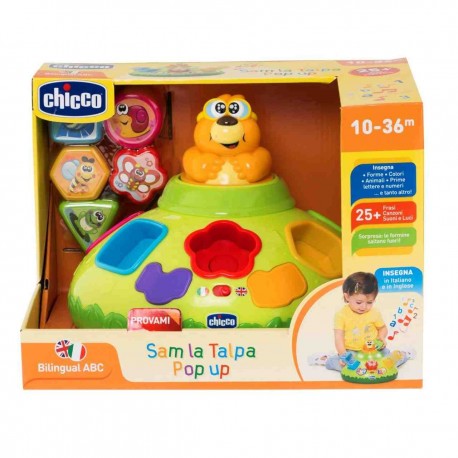 Chicco Sam la Talpa Pop-Up gioco a incastri italiano e inglese 10-36 mesi