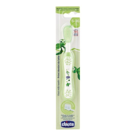 Chicco Spazzolino da denti verde per primi dentini dei bambini da 6 a 36 mesi Chicco Spazzolino da denti verde per primi dentini dei bambini da 6 a 36 mesi