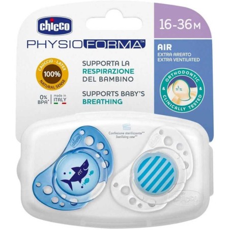 Chicco Succhietto Air Boy in caucciù per bambini da 16 a 36 mesi 2 pezzi Chicco Succhietto Air Boy in caucciù per bambini da 16 a 36 mesi 2 pezzi