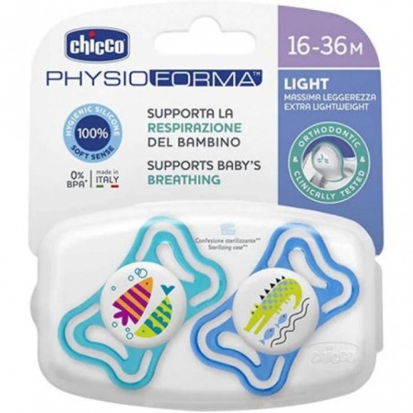 Chicco Succhietto Light Boy in silicone per Bambini 16-36 mesi 2 pezzi Chicco Succhietto Light Boy in silicone per Bambini 16-36 mesi 2 pezzi