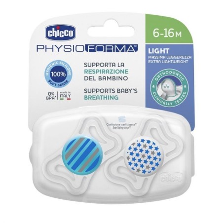 Chicco Succhietto Light Boy in silicone per Bambini 6-16 mesi 2 pezzi Chicco Succhietto Light Boy in silicone per Bambini 6-16 mesi 2 pezzi