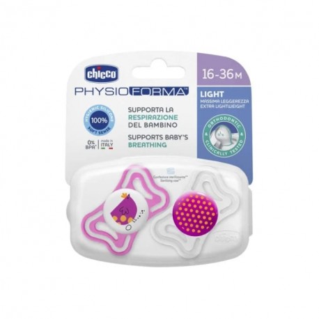 Chicco Succhietto Light Girl in silicone per Bambini 16-36 mesi 2 pezzi