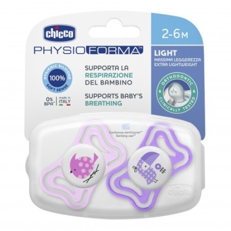 Chicco Succhietto Light Girl in silicone per Bambini 2-6 mesi 2 pezzi Chicco Succhietto Light Girl in silicone per Bambini 2-6 mesi 2 pezzi