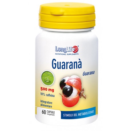 LongLife Guaranà 500 mg integratore per stanchezza fisica e mentale 60 capsule vegetali