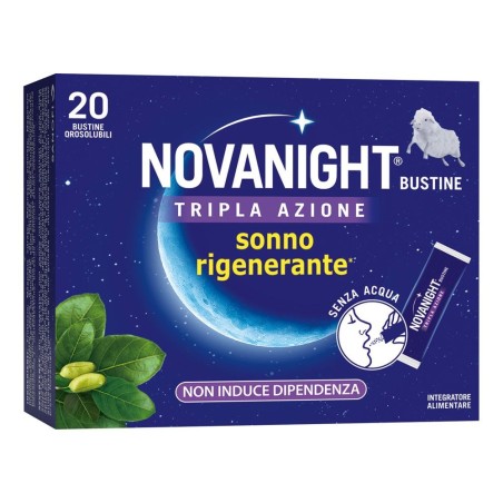 NovaNight tripla azione integratore per insonnia e risvegli notturni 20 bustine NovaNight tripla azione integratore per insonnia e risvegli notturni 20 bustine