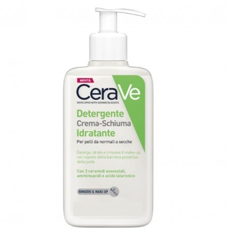 CeraVe Detergente Crema Schiuma struccante e idratante viso corpo pelli normali secche 473 ml CeraVe Detergente Crema Schiuma struccante e idratante viso corpo pelli normali secche 473 ml