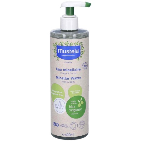 Mustela Acqua Micellare Bio per Viso, Corpo e Zona pannolino 400ml Mustela Acqua Micellare Bio per Viso, Corpo e Zona pannolino 400ml