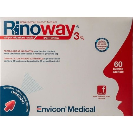 Envicon Medical Rinoway3% Sali Ipertonici per lavaggi nasali 60 bustine Envicon Medical Rinoway3% Sali Ipertonici per lavaggi nasali 60 bustine