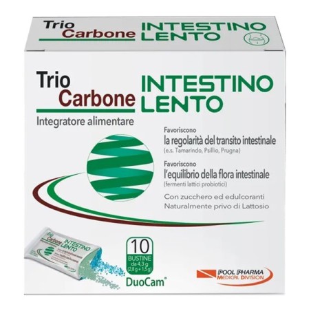 Pool Pharma Triocarbone Intestino Lento integratore per transito intestinale 10 bustine Pool Pharma Triocarbone Intestino Lento integratore per transito intestinale 10 bustine