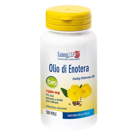 LongLife Olio di Enotera Bio 1300 mg integratore ricco di acidi grassi omega-6 50 perle LongLife Olio di Enotera Bio 1300 mg integratore ricco di acidi grassi omega-6 50 perle