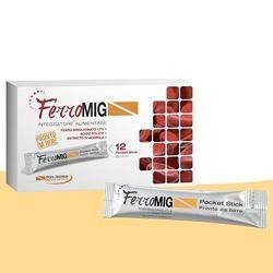 FerroMIG 12 Stick Integratore di Ferro e Acido Folico per Gravidanza