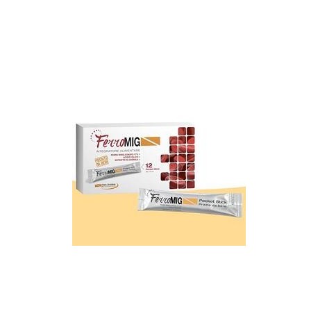 FerroMIG 12 Stick Integratore di Ferro e Acido Folico per Gravidanza