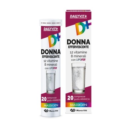 Dailyvit+ Donna Effervescente integratore vitamine e minerali per esigenze dell'organismo femminile 20 compresse Dailyvit+ Donna Effervescente integratore vitamine e minerali per esigenze dell'organismo femminile 20 compresse