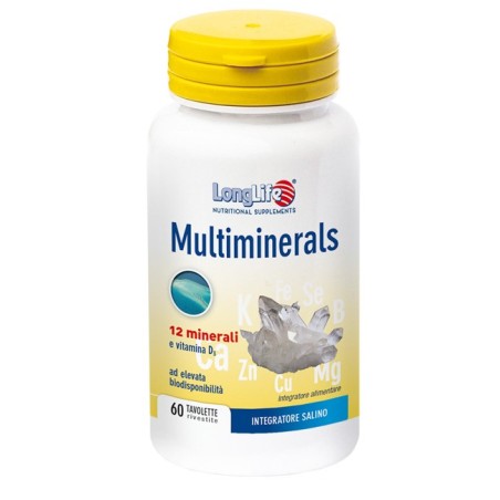 LongLife Multiminerals integratore con 12 minerali e vitamina D3 60 tavolette LongLife Multiminerals integratore con 12 minerali e vitamina D3 60 tavolette